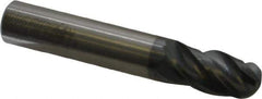 SGS - 1/2" Diam, 1" LOC, 4 Flute Solid Carbide Ball End Mill - AlTiN Finish, Single End, 3" OAL, 1/2" Shank Diam, Spiral Flute - Eagle Tool & Supply