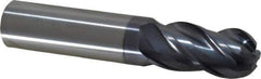 SGS - 3/4" Diam, 1-1/2" LOC, 4 Flute Solid Carbide Ball End Mill - AlTiN Finish, Single End, 4" OAL, 3/4" Shank Diam, Spiral Flute - Eagle Tool & Supply