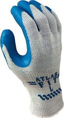SHOWA - Size L (9) General Protection Work Gloves - For General Purpose, Palm & Fingers Coated, Knit Wrist Cuff, Gray, Paired - Eagle Tool & Supply