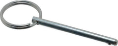 Gibraltar - 3/16" Pin Diam, 2" Long, Zinc Plated Steel Ball Lock Hitch Pin - 1-13/16" Usable Length - Eagle Tool & Supply