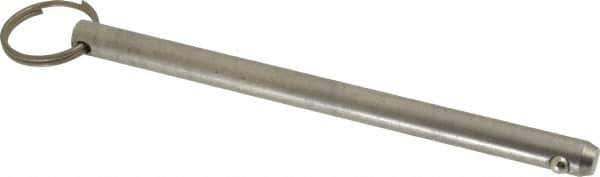 Gibraltar - 3/8" Pin Diam, 5-1/2" Long, Uncoated Stainless Steel Ball Lock Hitch Pin - 5-1/8" Usable Length - Eagle Tool & Supply