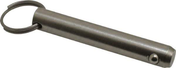 Gibraltar - 1/2" Pin Diam, 3" Long, Uncoated Stainless Steel Ball Lock Hitch Pin - 2-1/2" Usable Length - Eagle Tool & Supply