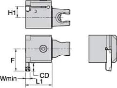 Kennametal - A4..05.. Insert, 30mm Head Length, 5mm Min Groove Width, Modular Grooving Cutting Unit Head - Neutral Cut, System Size KM25, Series A4 - Eagle Tool & Supply