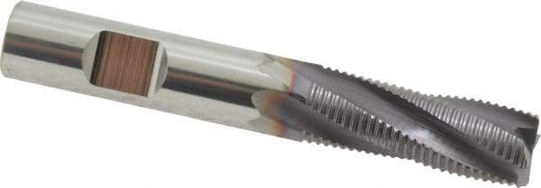 Niagara Cutter - 3/8" Diam, Fine Pitch, 1" LOC, 4 Flute Solid Carbide Corner Chamfer Roughing End Mill - AlTiN Finish, 2-1/2" OAL, 3/8" Shank Diam, Single End, Centercutting, 20° Helix - Eagle Tool & Supply