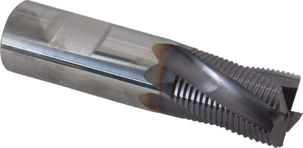 Niagara Cutter - 3/4" Diam, Fine Pitch, 1" LOC, 4 Flute Solid Carbide Corner Chamfer Roughing End Mill - AlTiN Finish, 3" OAL, 3/4" Shank Diam, Single End, Centercutting, 20° Helix - Eagle Tool & Supply
