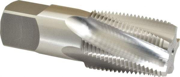 OSG - 1 - 11-1/2 NPT, 15° Helix, 5 Flutes, Bottoming Chamfer, Bright Finish, High Speed Steel, Spiral Flute Pipe Tap - Right Hand Flute, 1-1/8" Shank Diam, 1-3/4" Thread Length, 0.5781" Projection, 0.843" Square Size, - Eagle Tool & Supply