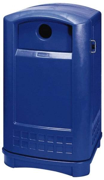 Rubbermaid - 50 Gal Blue Rectangle Recycling Container - Polyethylene, 42-1/8" High x 24-3/4" Long x 25-1/4" Wide - Eagle Tool & Supply