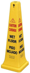 Rubbermaid - Caution - Wet Floor, 12-1/4" Wide x 36" High, Plastic Floor Sign - Cone, Black on Yellow, For Accident Prevention - Eagle Tool & Supply