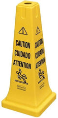 Rubbermaid - Caution, 10-1/2" Wide x 25-3/4" High, Plastic Floor Sign - Cone, Black on Yellow, For Accident Prevention - Eagle Tool & Supply