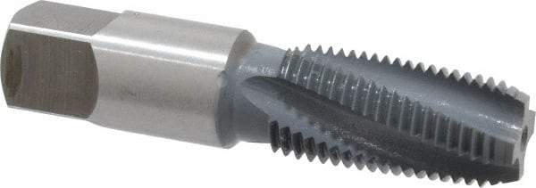 OSG - 1/4-18 NPT, 15° Helix, 4 Flutes, Bottoming Chamfer, elektraLUBE Finish, High Speed Steel, Spiral Flute Pipe Tap - Right Hand Flute, 9/16" Shank Diam, 1-1/16" Thread Length, 0.3750" Projection, 0.421" Square Size, - Eagle Tool & Supply