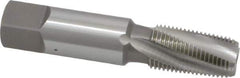 OSG - 1/8-27 NPTF, 15° Helix, 4 Flutes, Bottoming Chamfer, Bright Finish, High Speed Steel, Spiral Flute Pipe Tap - Right Hand Flute, 5/16" Shank Diam, 3/4" Thread Length, 0.2344" Projection, 0.234" Square Size, - Exact Industrial Supply