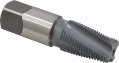 OSG - 3/8-18 NPTF, 15° Helix, 4 Flutes, Bottoming Chamfer, elektraLUBE Finish, High Speed Steel, Spiral Flute Pipe Tap - Right Hand Flute, 0.7" Shank Diam, 1-1/16" Thread Length, 0.3750" Projection, 17/32" Square Size, - Eagle Tool & Supply