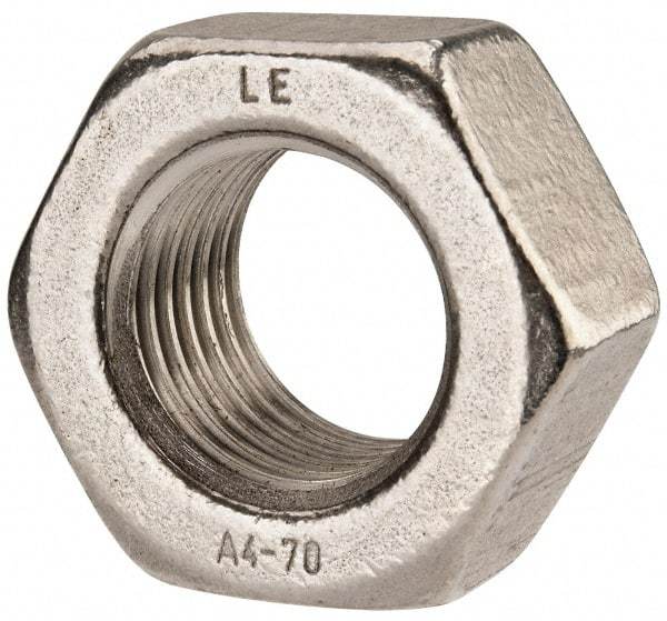 Value Collection - M42x4.50 Metric Coarse Stainless Steel Right Hand Hex Nut - 65mm Across Flats, 34mm High, Uncoated - Eagle Tool & Supply