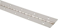Made in USA - 24" Long x 2" Wide, 1/2" Knuckle, Stainless Steel Pol Sts Coating Continuous Hinge - 0.091" Pin Diam, 0.04" Thick with Holes - Eagle Tool & Supply