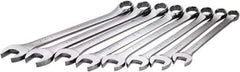 SK - 8 Piece, 1-1/16-1-1/2", 12 Point Combination Wrench Set - Inch Measurement Standard, Chrome Finish, Comes in Rack - Eagle Tool & Supply
