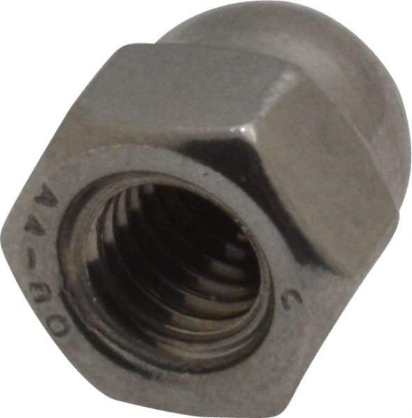 Value Collection - M6x1 Metric Coarse, 10mm Width Across Flats, Uncoated, Stainless Steel Acorn Nut - 12mm Overall Height, Austenitic A4, DIN 1587 - Eagle Tool & Supply