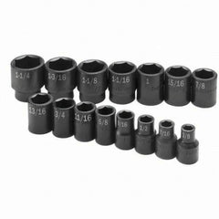 SK - 1/2" Drive Standard Impact Socket Set - 3/8 to 1-1/4", Inch Measurement Standard - Eagle Tool & Supply