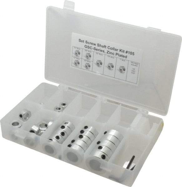 Climax Metal Products - Shaft & Collar Clamp Kits Type: Set Screw Collar Kit Material: Mild Steel-Zinc Plated - Eagle Tool & Supply