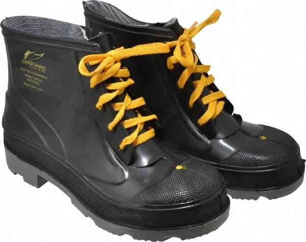 Dunlop Protective Footwear - Men's Size 7 Medium Width Steel Work Boot - Black, Polyurethane, PVC Upper, 6" High, Chemical Resistant, Non-Slip - Eagle Tool & Supply