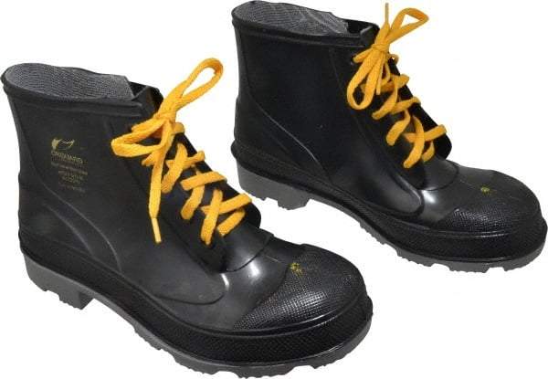 Dunlop Protective Footwear - Men's Size 8 Medium Width Steel Work Boot - Black, Polyurethane, PVC Upper, 6" High, Chemical Resistant, Non-Slip - Eagle Tool & Supply
