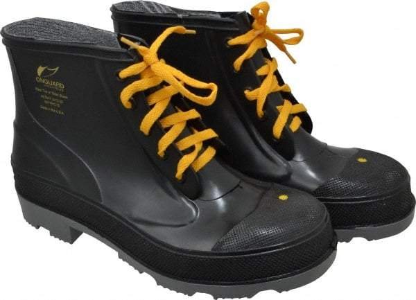 Dunlop Protective Footwear - Men's Size 10 Medium Width Steel Work Boot - Black, Polyurethane, PVC Upper, 6" High, Chemical Resistant, Non-Slip - Eagle Tool & Supply