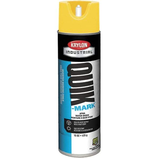 Krylon - 20 fl oz Yellow Marking Paint - 600' Coverage at 1" Wide, Water-Based Formula - Eagle Tool & Supply