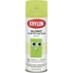 Krylon - Glow Green, Semi Gloss, Glow-in-the-Dark Spray Paint - 10 to 15 Sq Ft per Can, 16 oz Container, Use on Ceramics, Fabric, Glass, Glow-in-the-Dark Paint, Metal, Paper, Papier Mache, Plaster, Wicker, Wood - Eagle Tool & Supply