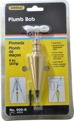 General - 4-1/2 Inch Long, 1-3/16 Inch Diameter Brass Plumb Bob - 8 Ounce, Has Replacable Tip - Eagle Tool & Supply