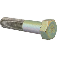 Made in North America - 1-1/2 - 6 UNC, 7" Length Under Head Hex Head Cap Screw - Partially Threaded, Grade 8 Alloy Steel, Zinc Yellow Dichromate Finish, 2-1/4" Hex - Eagle Tool & Supply