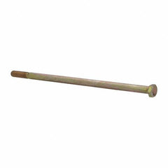 Made in North America - 3/8-16 UNC, 9" Length Under Head Hex Head Cap Screw - Partially Threaded, Grade 8 Alloy Steel, Zinc Yellow Dichromate Finish, 9/16" Hex - Eagle Tool & Supply