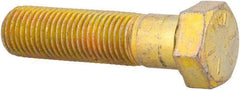 Made in USA - 7/16-20 UNF, 1-3/4" Length Under Head Hex Head Cap Screw - Partially Threaded, Grade 8 Alloy Steel, Zinc Yellow Dichromate Finish, 5/8" Hex - Eagle Tool & Supply