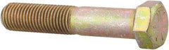 Made in USA - 7/16-20 UNF, 2-1/4" Length Under Head Hex Head Cap Screw - Partially Threaded, Grade 8 Alloy Steel, Zinc Yellow Dichromate Finish, 5/8" Hex - Eagle Tool & Supply
