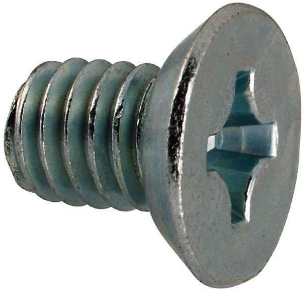 Value Collection - 5/16-18 UNC, 1/2" OAL Phillips Drive Machine Screw - Flat Undercut Head, Grade J82 Steel, Zinc-Plated Finish, Without Washer - Eagle Tool & Supply