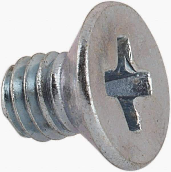 Value Collection - M3x0.50 Metric Coarse, 4mm OAL Phillips Drive Machine Screw - Flat Head, Grade 4.8 Steel, Zinc-Plated Finish, Without Washer - Eagle Tool & Supply