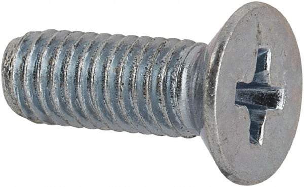 Value Collection - M5x0.80 Metric Coarse, 14mm OAL Phillips Drive Machine Screw - Flat Head, Grade 4.8 Steel, Zinc-Plated Finish, Without Washer - Eagle Tool & Supply
