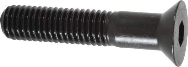 Made in USA - 1/4-20 UNC Hex Socket Drive, 82° Flat Screw - Alloy Steel, Black Oxide Finish, Partially Threaded, 1-3/4" OAL - Eagle Tool & Supply