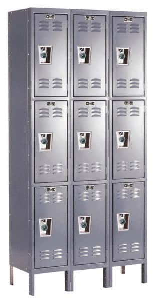 Hallowell - 9 Door, 3 Tier, Ready-Built Wardrobe & Box Lockers - Eagle Tool & Supply
