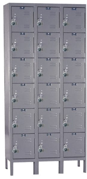 Hallowell - 18 Door, 6 Tier, Ready-Built Wardrobe & Box Lockers - Eagle Tool & Supply