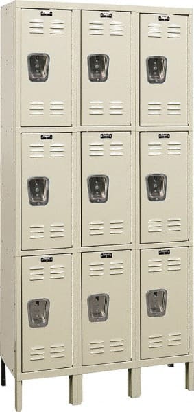 Hallowell - 9 Door, 3 Tier, Galvanite Corrosion Resistant Wardrobe & Box Lockers - Eagle Tool & Supply