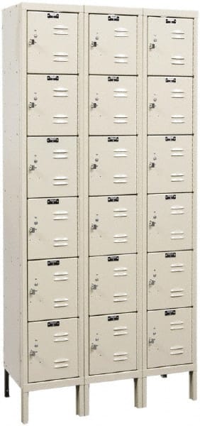 Hallowell - 18 Door, 6 Tier, Galvanite Corrosion Resistant Wardrobe & Box Lockers - Eagle Tool & Supply