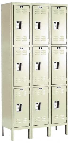 Hallowell - 9 Door, 3 Tier, Galvanite Corrosion Resistant Wardrobe & Box Lockers - Eagle Tool & Supply