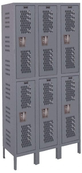 Hallowell - 6 Door, 2 Tier, Heavy-Duty Ventilated Wardrobe & Box Lockers - Eagle Tool & Supply