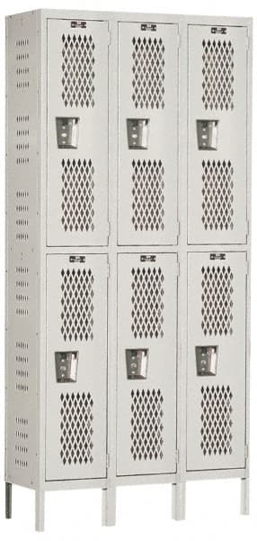 Hallowell - 6 Door, 2 Tier, Heavy-Duty Ventilated Wardrobe & Box Lockers - Eagle Tool & Supply