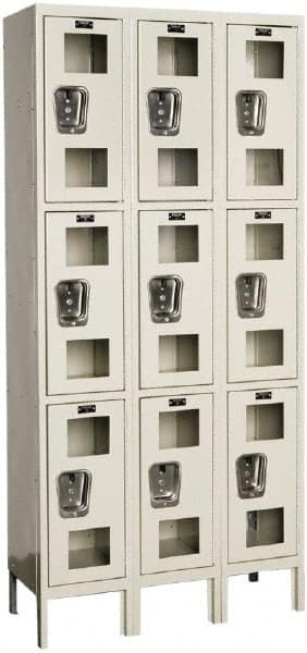 Hallowell - 9 Door, 3 Tier, Safety-View Wardrobe Lockers - Eagle Tool & Supply