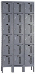 Hallowell - 18 Door, 6 Tier, Heavy-Duty Ventilated Wardrobe & Box Lockers - Eagle Tool & Supply
