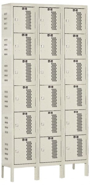 Hallowell - 18 Door, 6 Tier, Heavy-Duty Ventilated Wardrobe & Box Lockers - Eagle Tool & Supply