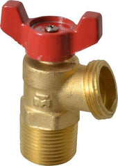 B&K Mueller - 1/2" Pipe, Brass, FNPT, MNPT x GHT End Connection, Boiler Drain Valve - 125 psi WOG Rating, Wing Tee Handle - Eagle Tool & Supply