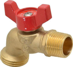 B&K Mueller - 1/2" Pipe, 125 psi WOG Rating, Brass Hose Bibb, Stop Valve - Wing Tee Handle, MNPT/SWT x GHT End Connections - Eagle Tool & Supply