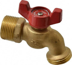 B&K Mueller - 1/2" Pipe, 125 psi WOG Rating, Brass Hose Bibb, Stop Valve - Wing Tee Handle, FNPT/MNPT x GHT End Connections - Eagle Tool & Supply