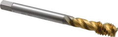 OSG - 7/16-14 UNC 3 Flute 2B Modified Bottoming Spiral Flute Tap - Vanadium High Speed Steel, TiN Finish, 100mm OAL, Right Hand Flute, Right Hand Thread - Eagle Tool & Supply